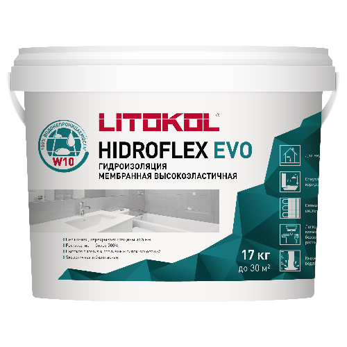 Гидроизоляционный состав HIDROFLEX, LITOKOL, 17 кг ведро